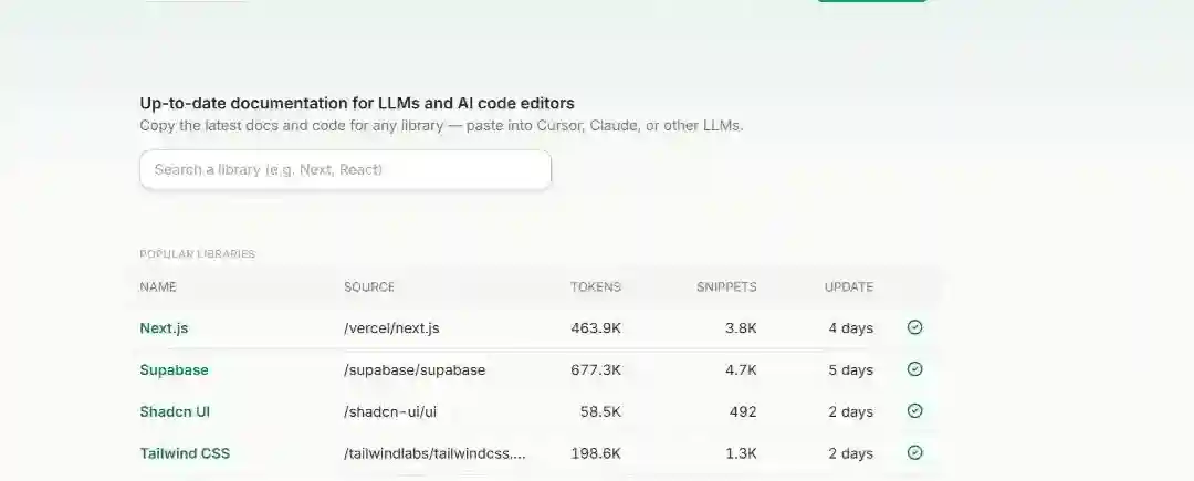 Context7 – 为大模型和AI编辑器提供最新文档和代码示例的平台 Context7 – 为大模型和AI编辑器提供最新文档和代码示例的平台