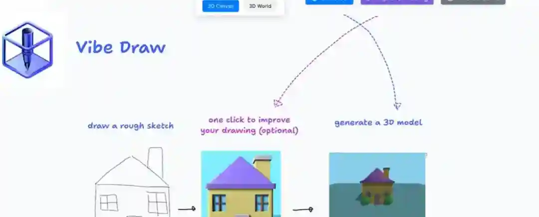 Vibe Draw – AI 3D建模工具,涂鸦草图一键转为3D模型 Vibe Draw – AI 3D建模工具,涂鸦草图一键转为3D模型